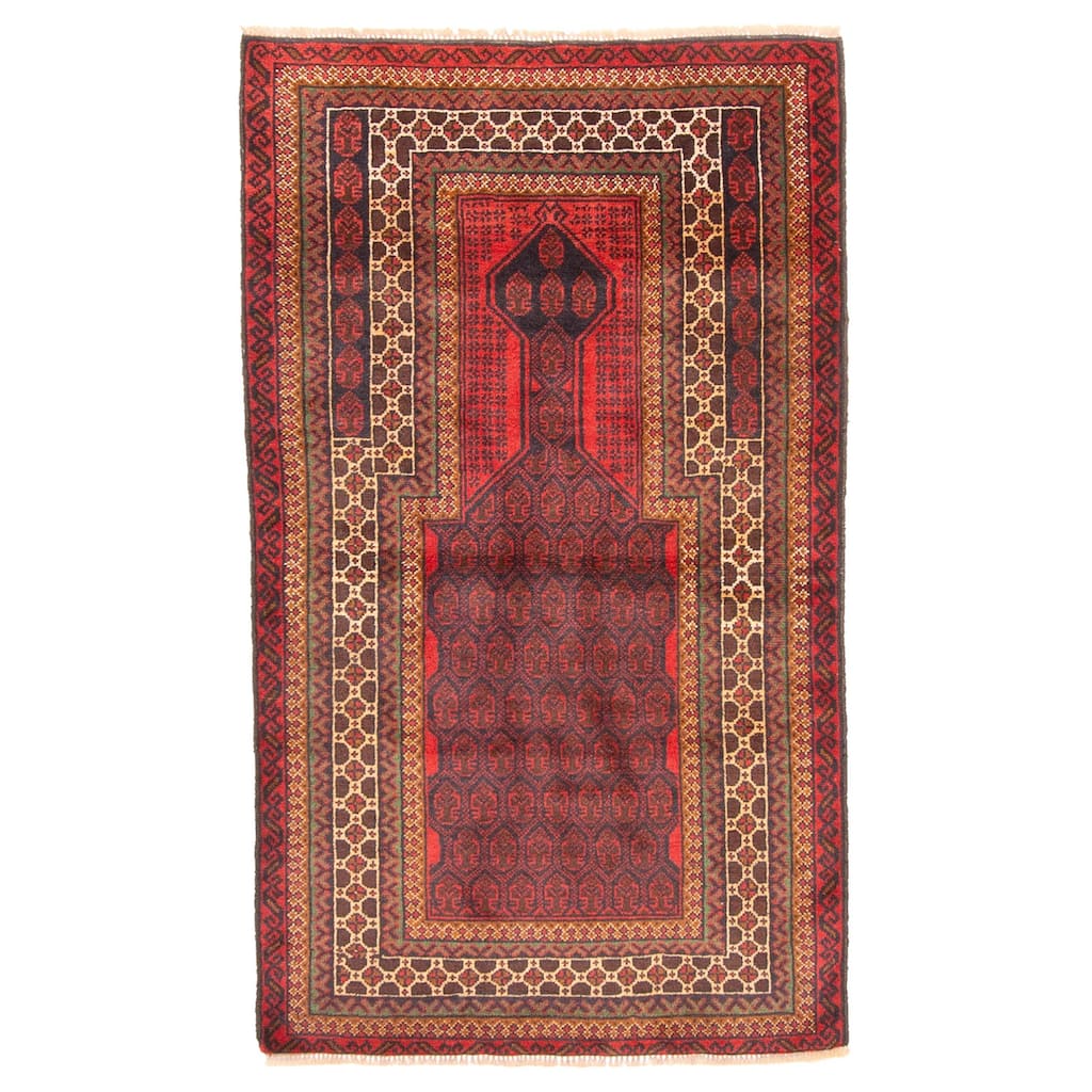ECARPETGALLERY Hand-knotted Teimani Red Wool Rug - 2'10 x 4'11
