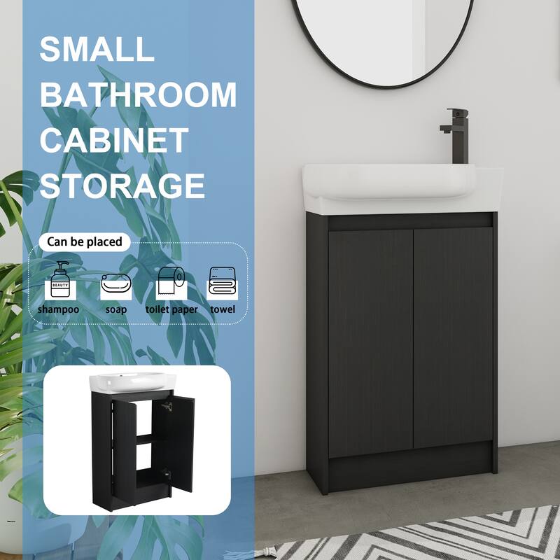 BNK 23'' Bathroom Vanity with Sink, Freestanding Bathroom Vanity with Soft Close Doors & Shelf ﻿