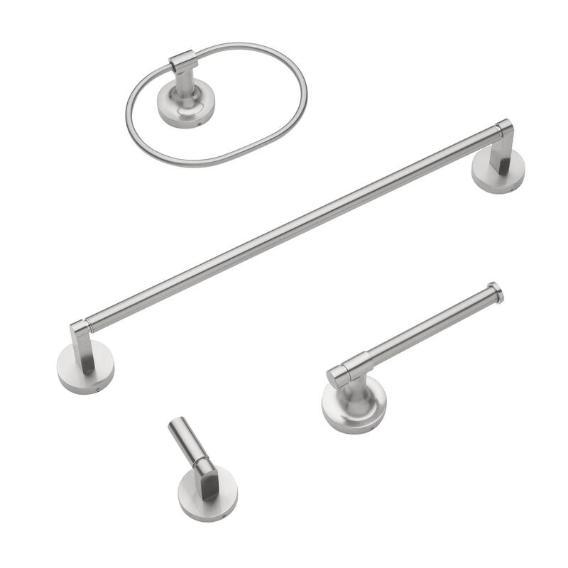 GlideRite 4-Piece Bathroom Hardware Set - 9018-KIT-RD - Pack of 1 - Satin Nickel/Nickel Finish