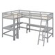 preview thumbnail 8 of 13, Style and Functional Design Wood Loft Bed with Solid Construction, 2 Built-in L-Shaped Desks, Twin Size, Grey