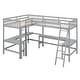 preview thumbnail 9 of 30, Wood Twin Size L-Shaped Loft Bed with Ladder and 2 Built-in Desks, Gray