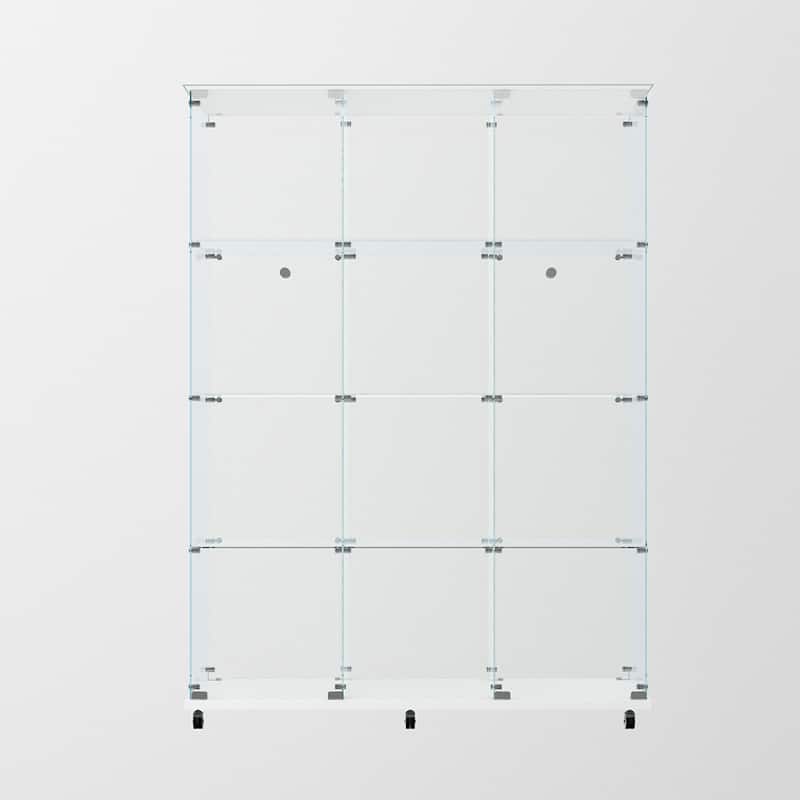Glass Display Cabinet,Wine Cabinet,File Cabinet with Bluetooth LED Light Strips,Tempered Glass Top, Lock on Door Wheels