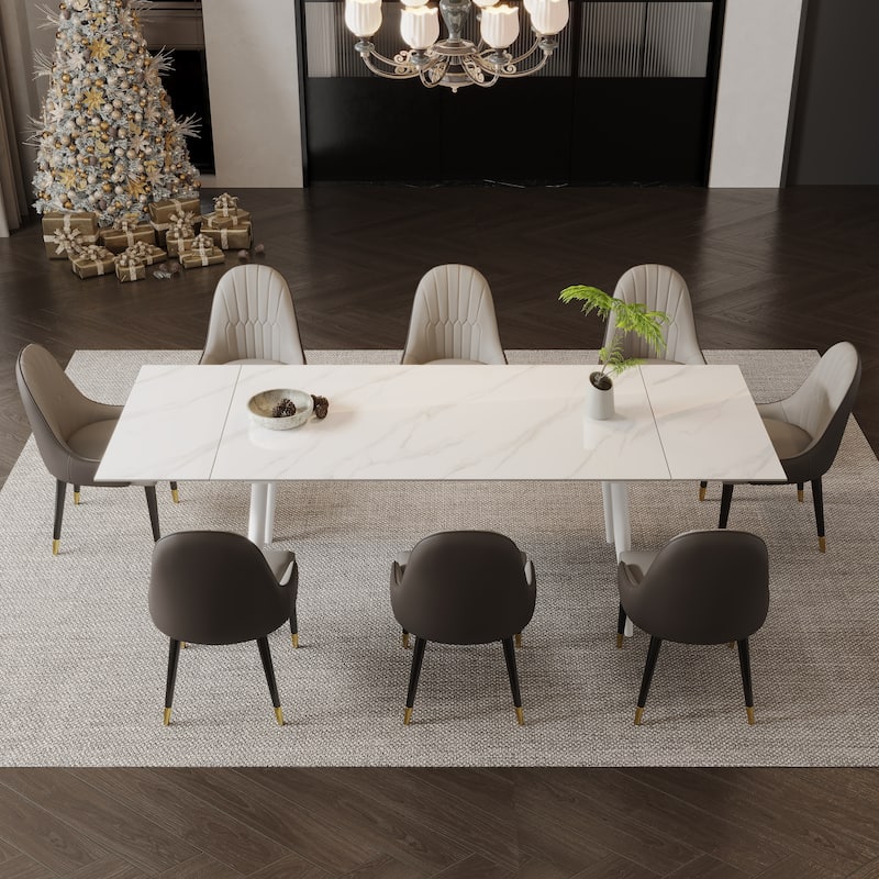 9 - Piece Extendable Sintered Stone Dining Table Dining Set for 8 Person