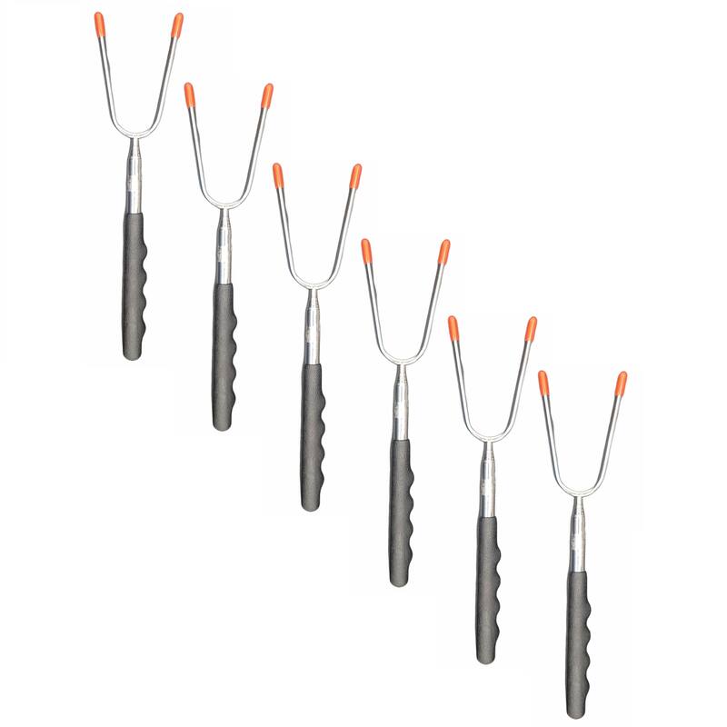 Telescoping Barbecue Fork, Camp Fire Roasting Stick, Extends from 10" to 33" Long, Great for BBQ Hot Dogs, Smores - 6 Pack