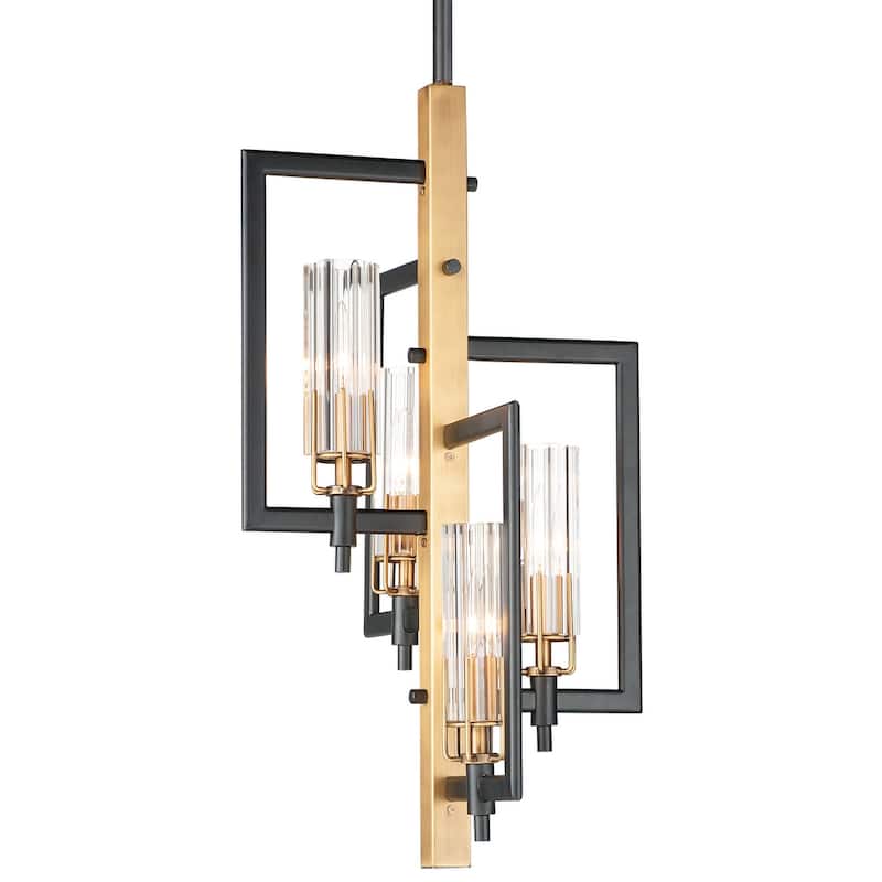 Maxim Flambeau 4 Light 13" Wide Chandelier - Black / Antique Brass