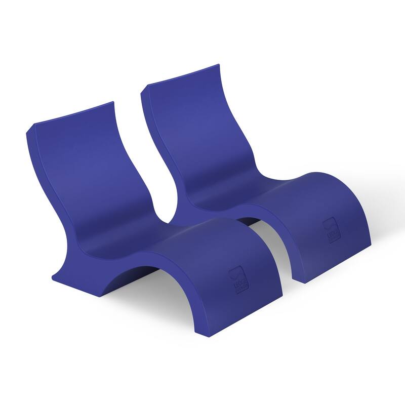 Ledge Lounger - Signature Lowback Chair - for in-Pool or On-Deck Use - Water Depths 0-9" - Set of 2 - Dark Blue