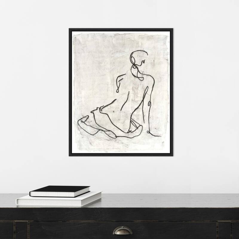 Embellished Gestural Contour I Framed Canvas Wall Art Print
