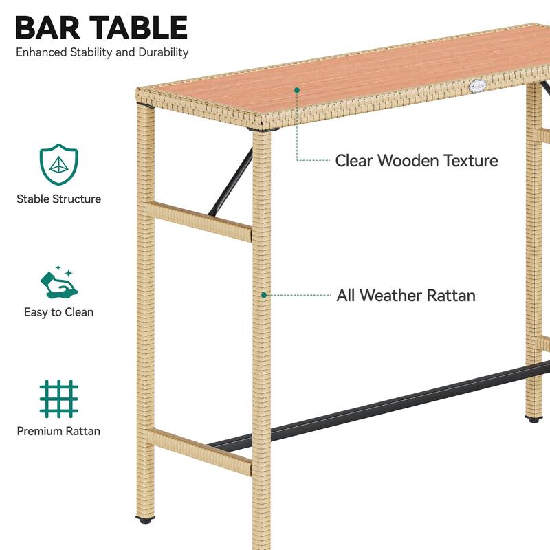Moasis 5 Piece Outdoor Patio Bar Table Set Outdoor Wicker Patio Bar Height Bistro Furniture Set