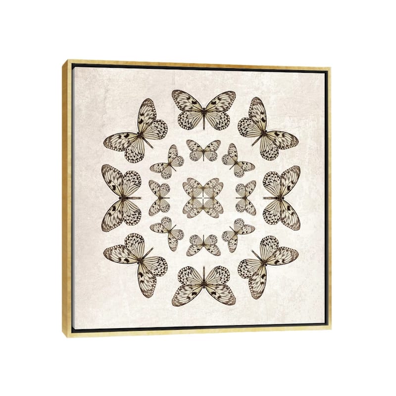 iCanvas "Rice Paper Butterfly Circles" by Alyson Fennell Framed Canvas Print - Gold - 12x12