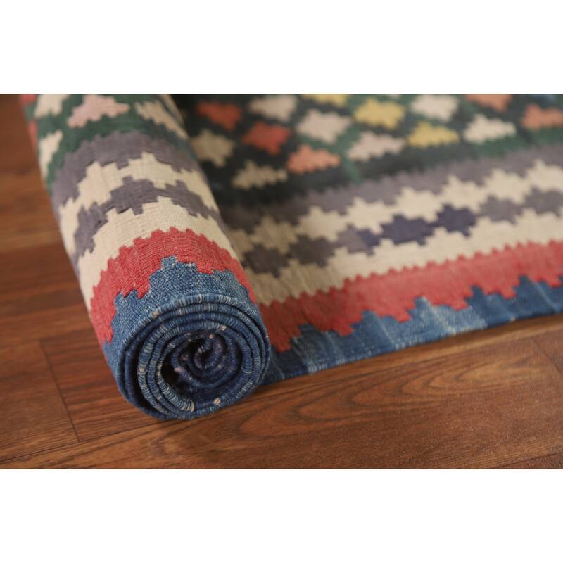 Vegetable Dye Tribal Kilim Qashqai Persian Rug Antique Wool Carpet - 5'1"x 9'7"