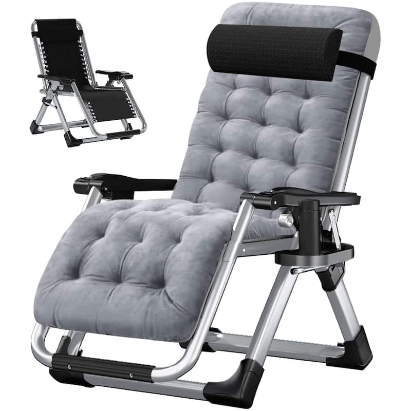 DoCred Zero Gravity Chair, Folding Adjustable Patio Lounge Chair - Grey-6