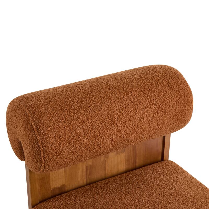Boucle Lounge Chairs with Rolled Back (Set of 2)