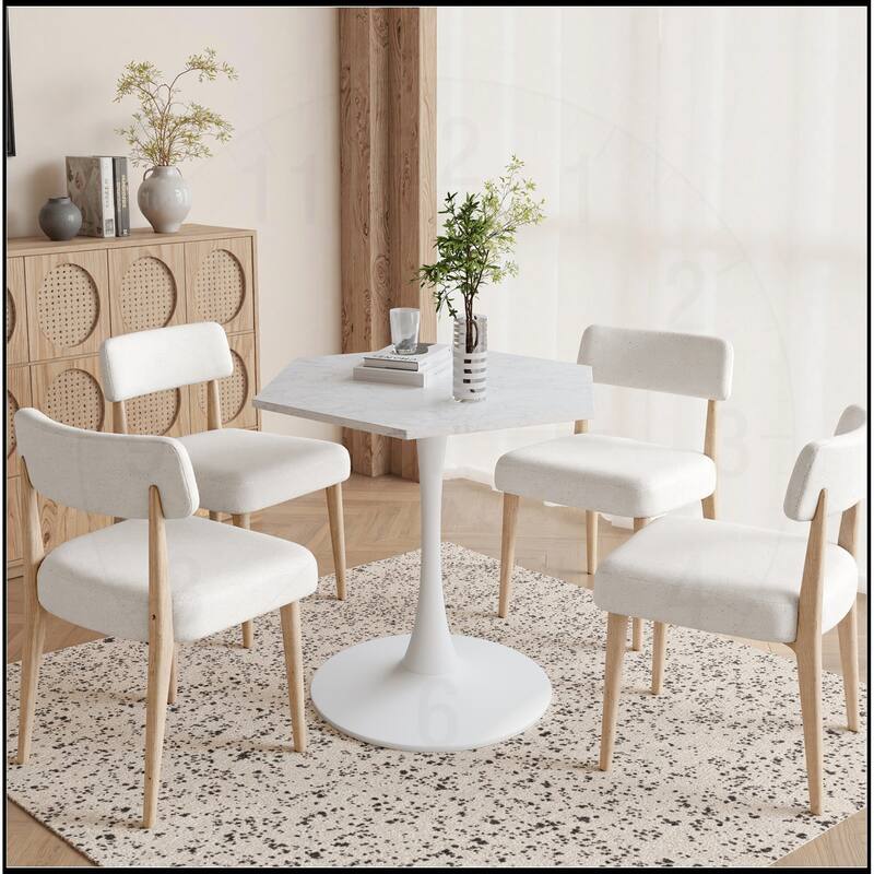 31.50"Modern Hexagonal Coffee Table with MDF Table Top - White Marble