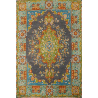 Hand Knotted Oriental 100% Wool Carpet Traditional Medallion Greys & Charcoal Tabriz Area Rug - 12' 0'' X 9' 3''