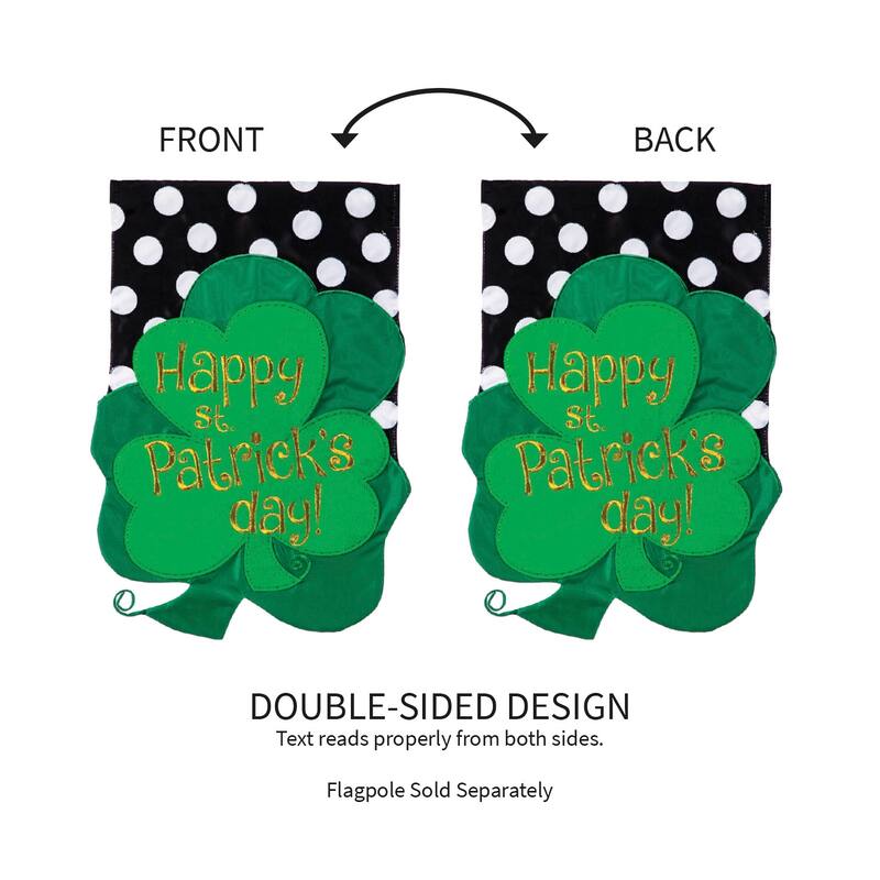12.5 in. x 18 in. St. Patrick Clovers Garden Applique Flag