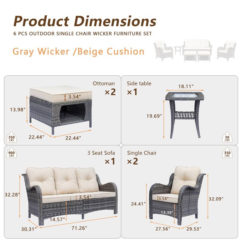 Outdoor Patio Furniture Sets Gray Wicker High Back Sofa Seating Set