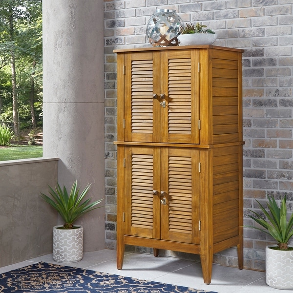 Homestyles Maho Brown Wood Outdoor Storage Cabinet - On Sale - Bed