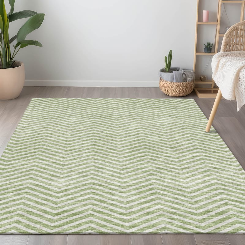 Machine Washable Indoor/ Outdoor Chantille Chevron Stripe Rug