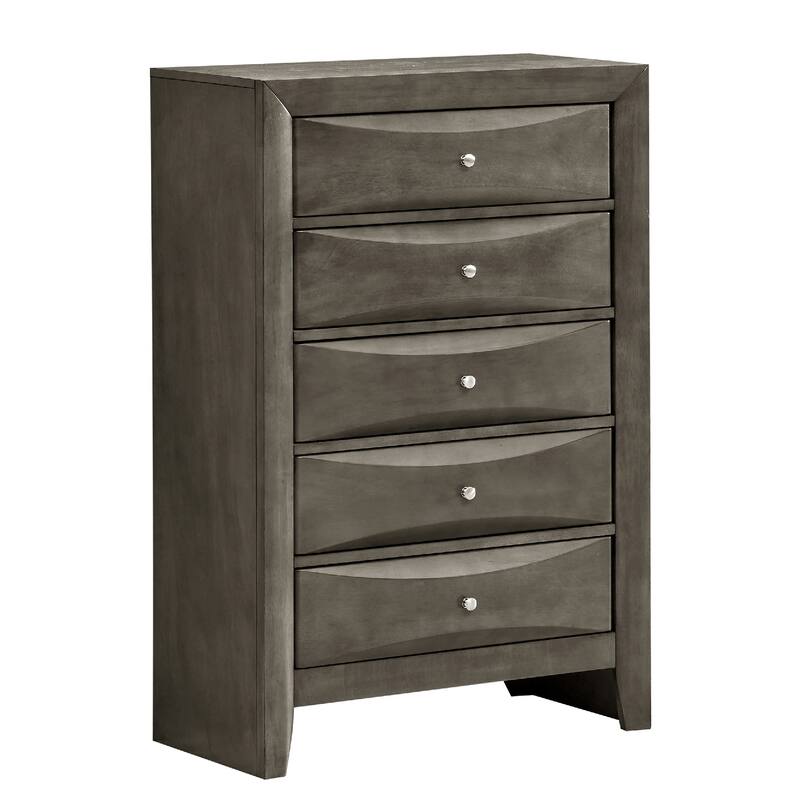 5-Drawer Wooden Bedroom Chest - 48" - Gray