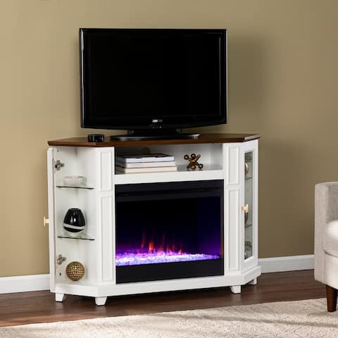 Copper Grove Daventry Transitional White Wood Color Changing Fireplace