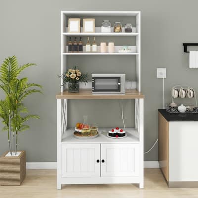 Moasis 5 Tier Kitchen Bakers Rack with Storage Shelves Microwave Oven Stand Kitchen Shelf Organizer
