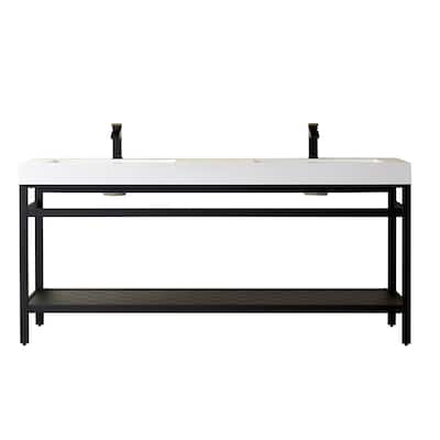 Ablitas 72" Double Vanity in Metal with Stone Sink Top
