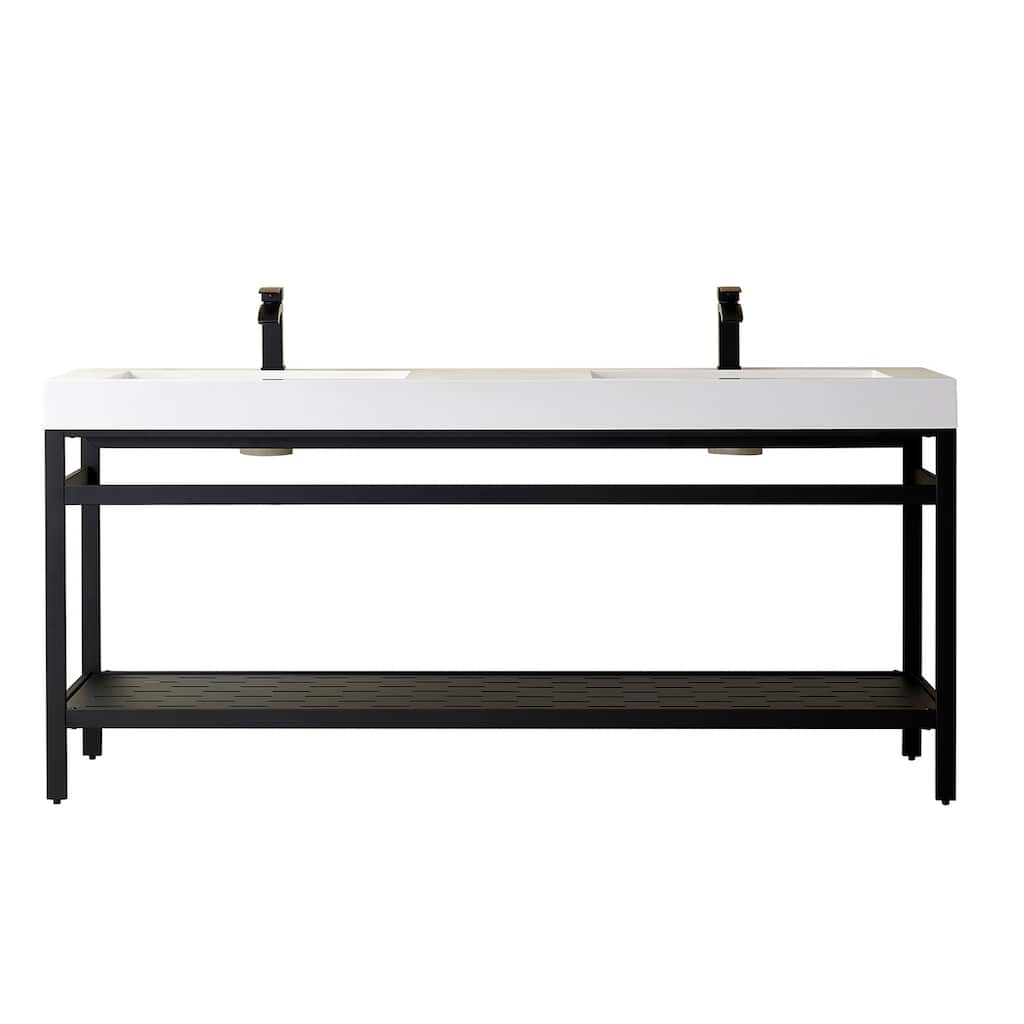 Ablitas 72" Double Vanity in Metal with Stone Sink Top