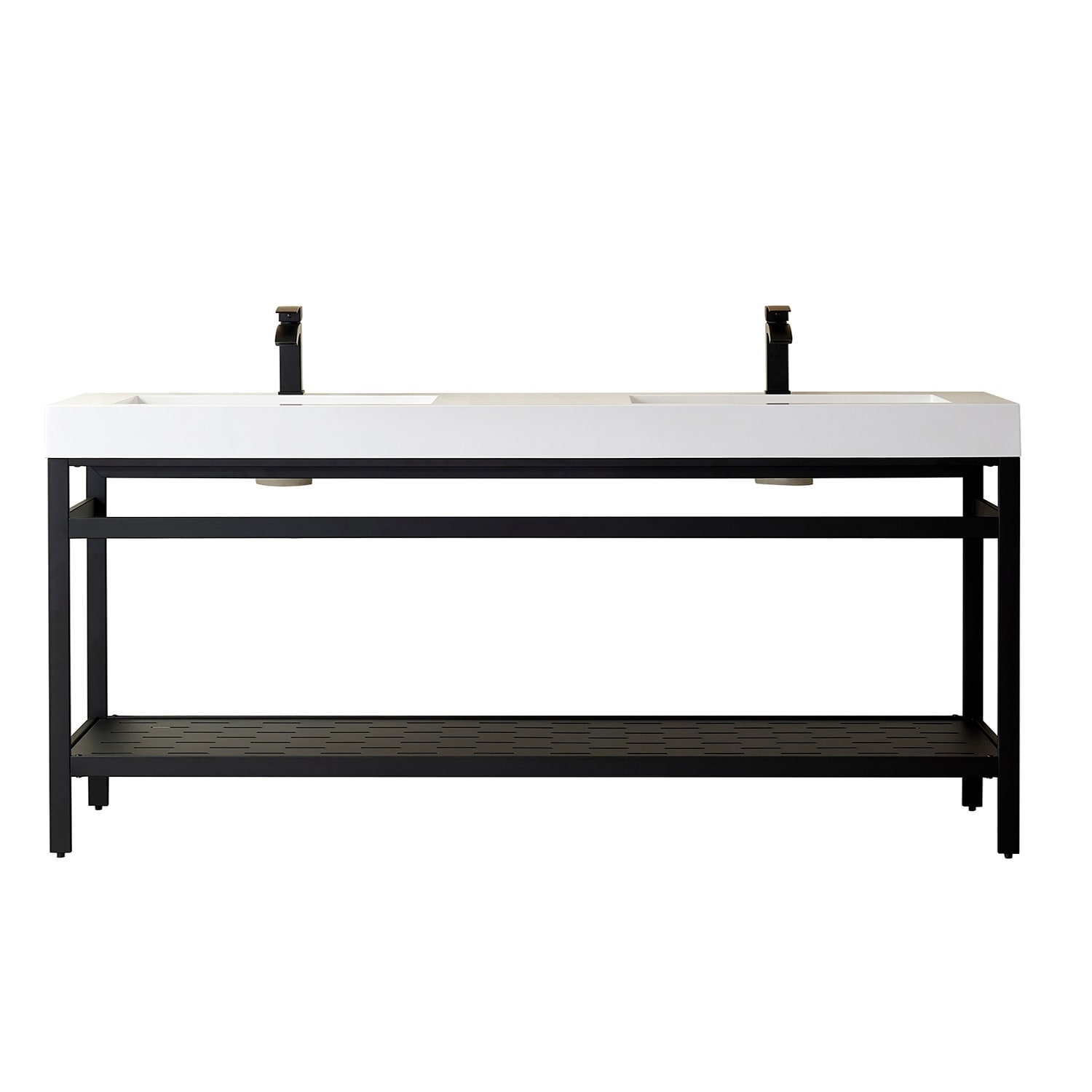 Ablitas 72" Double Vanity in Metal with Stone Sink Top
