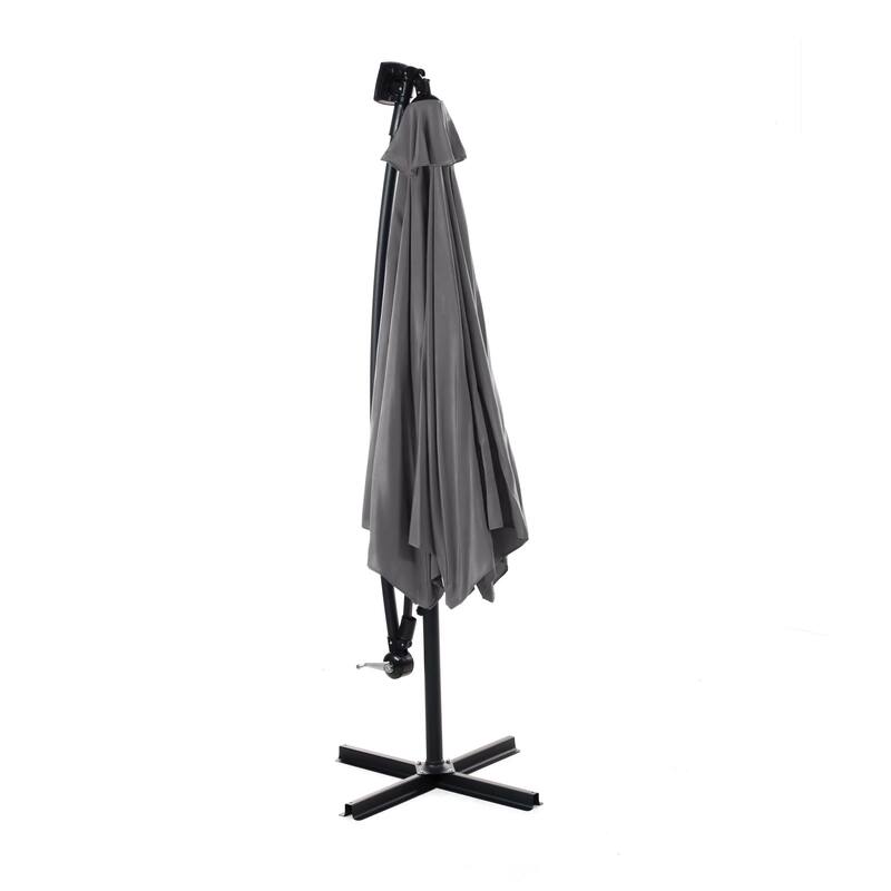 Glam 10-foot Solar LED Cantilever Umbrella with Base (UV 50+)