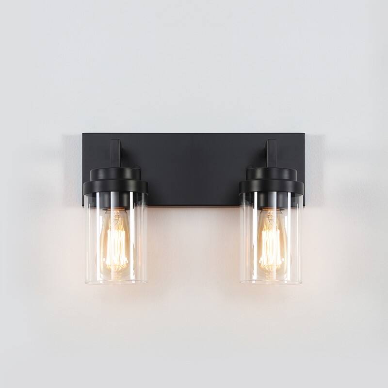 KAWOTI 2-Light Dimmable Bathroom Vanity Light with Clear Glass Shade