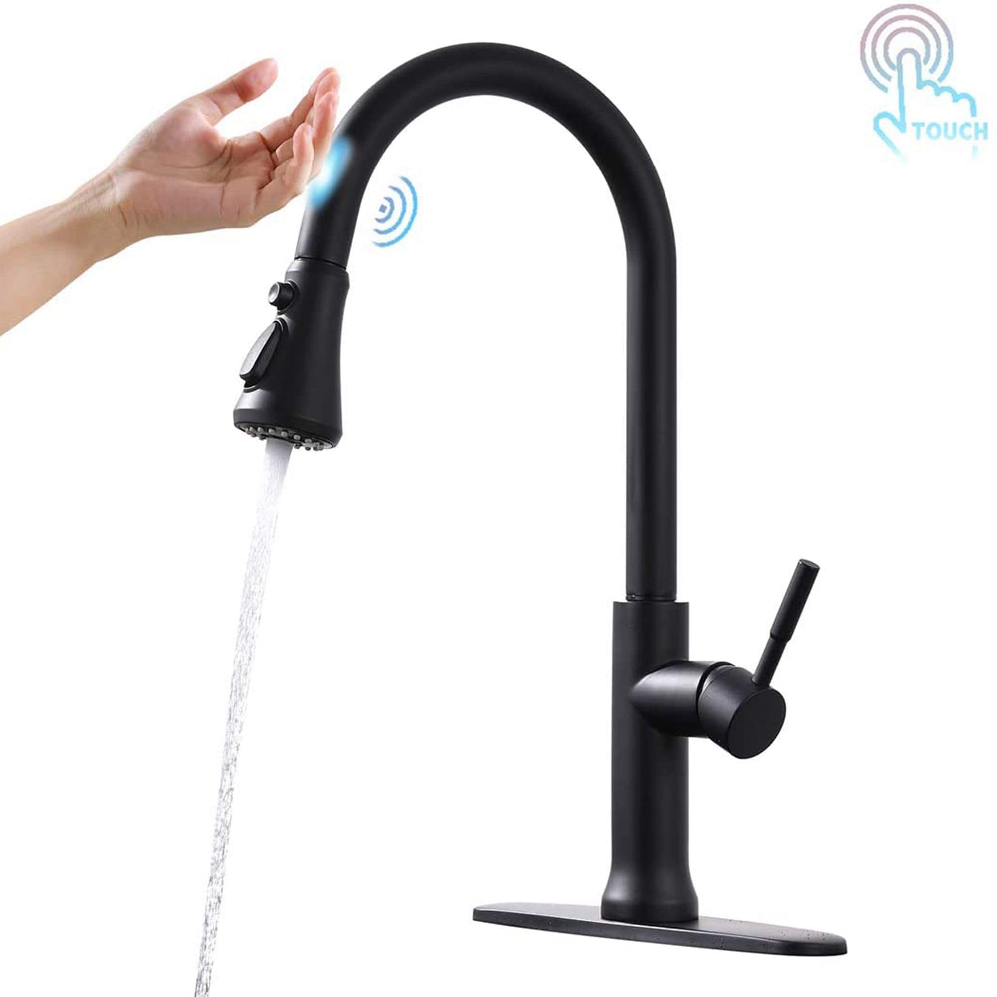 Single Handle Pull-down Touch Kitchen Faucet with Deck Plate Bed Bath   Beyond 33243245