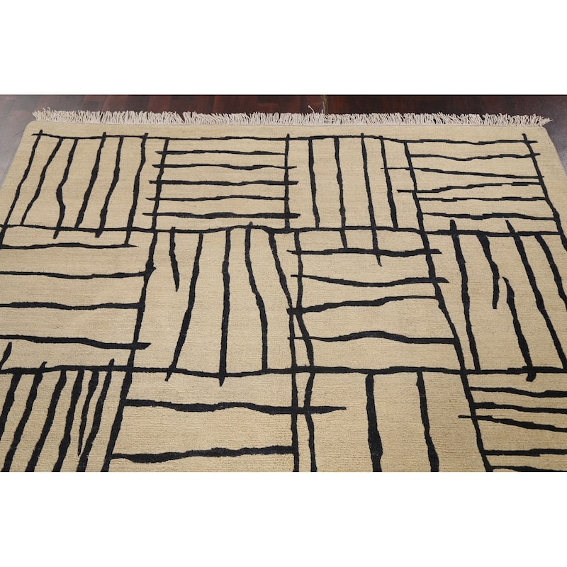Vegetable Dye Abstract Nepalese Oriental Area Rug Wool Hand-knotted - 6'2" x 9'4"