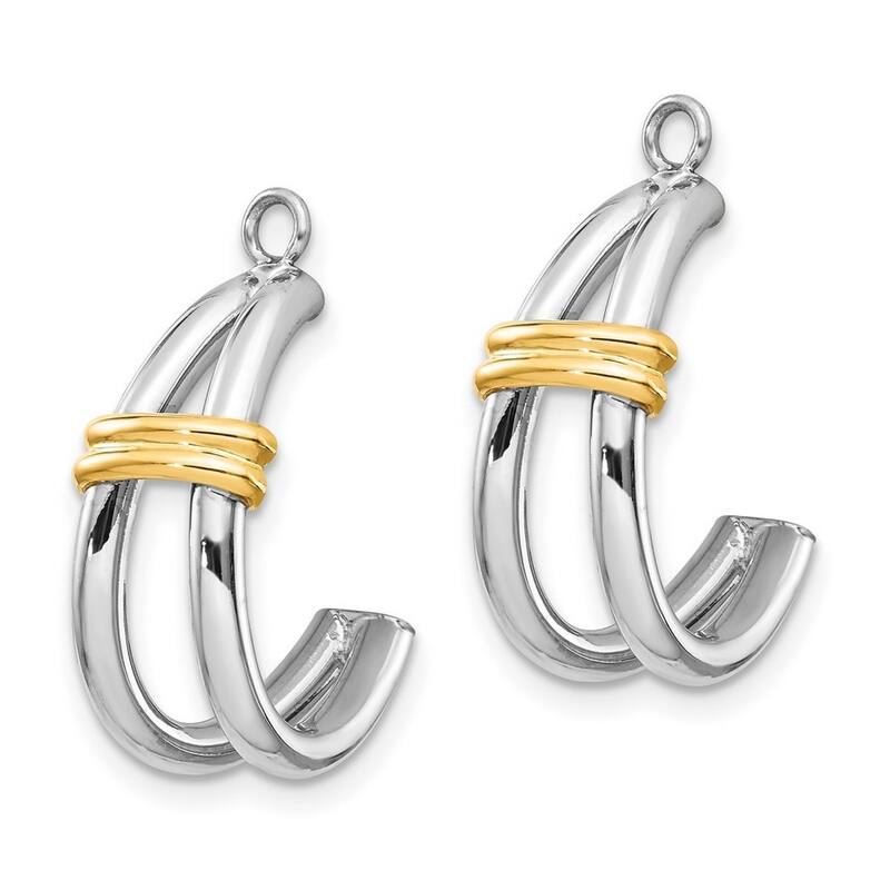 Curata 14k Two Tone Polished Gold J Hoop Earrings Jackets - 21x12mm