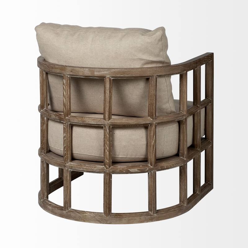 Skylar II Tan Fabric Covered Cushioned Demi-Lune Wooden Frame Accent Chair