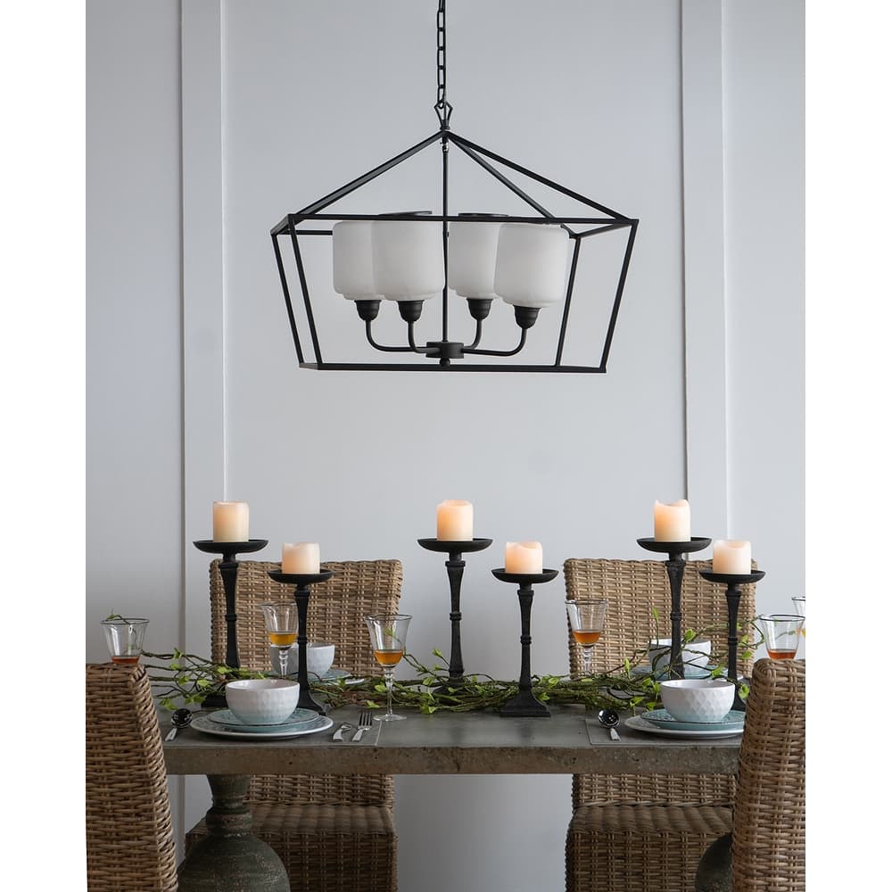 26x26x21.9" Iron Chandelier, Sleek Industrial Style Hanging Light Fixture, Bulb Not Included