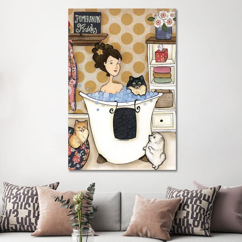 iCanvas "Pomeranian Puddles" by Jamie Morath Canvas Print