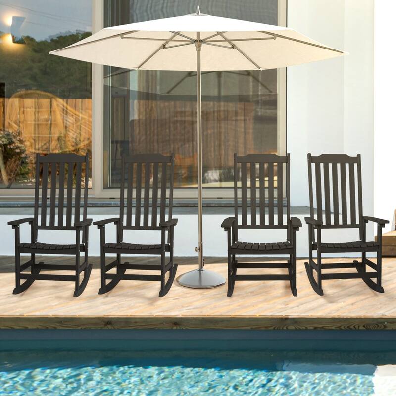 Vrakae 4 PCS Patio All Weather Resistant High Back Rocking Chair
