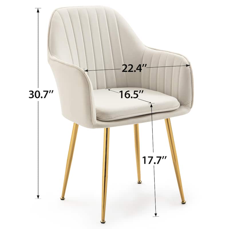 AVAWING Upholstered Velvet Dining Chairs Accent Arm Chairs Set of 4