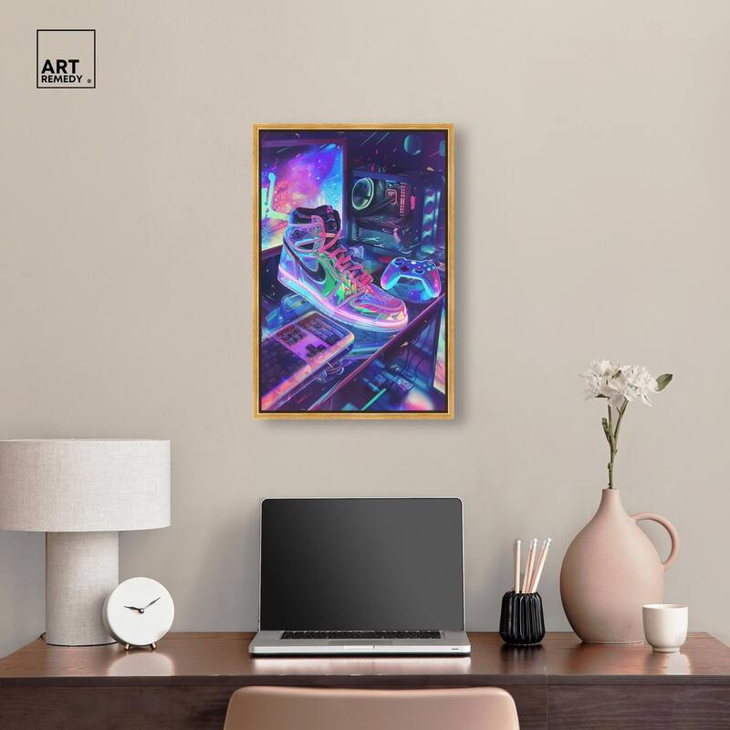 Neon Gaming Set Up Canvas by Art Remedy
