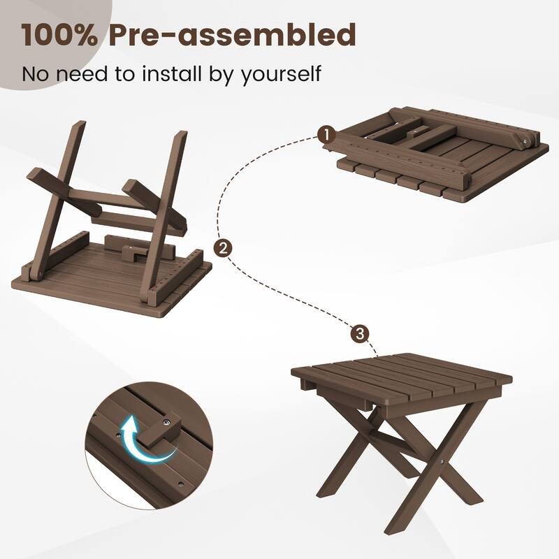 Outdoor Patio HDPE Foldable Side Table, Waterproof & Weather Resistant