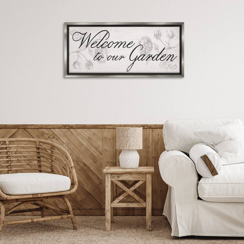 Stupell Vintage Welcome To The Garden Framed Floater Canvas Wall Art Design By Lil' Rue