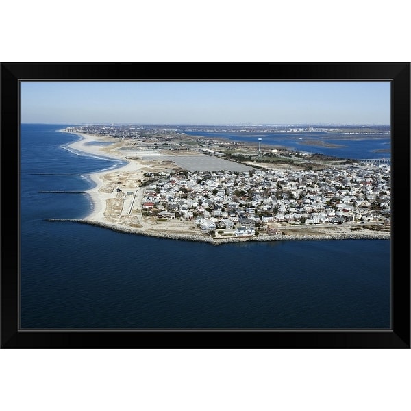 "Aerial view of Long Island, New York" Black Framed Print