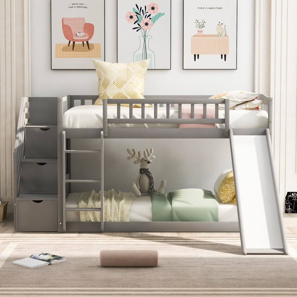 Stairway Bunk Bed with 2 Drawers and Slide