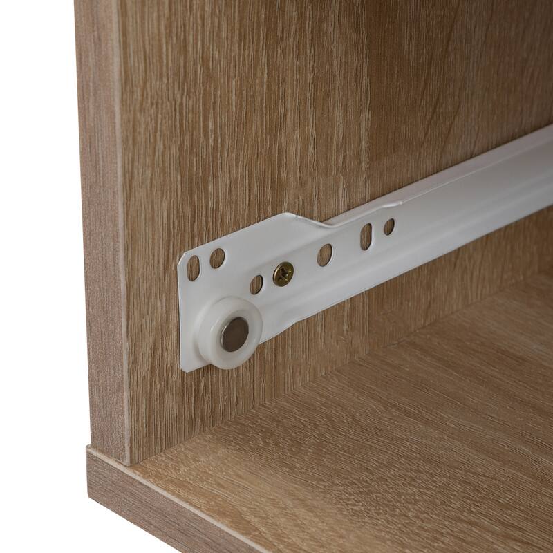 Anmytek Mid Century Modern Nightstand Set of 2,Light Wood Bedside Table with Drawer and Open Shelf