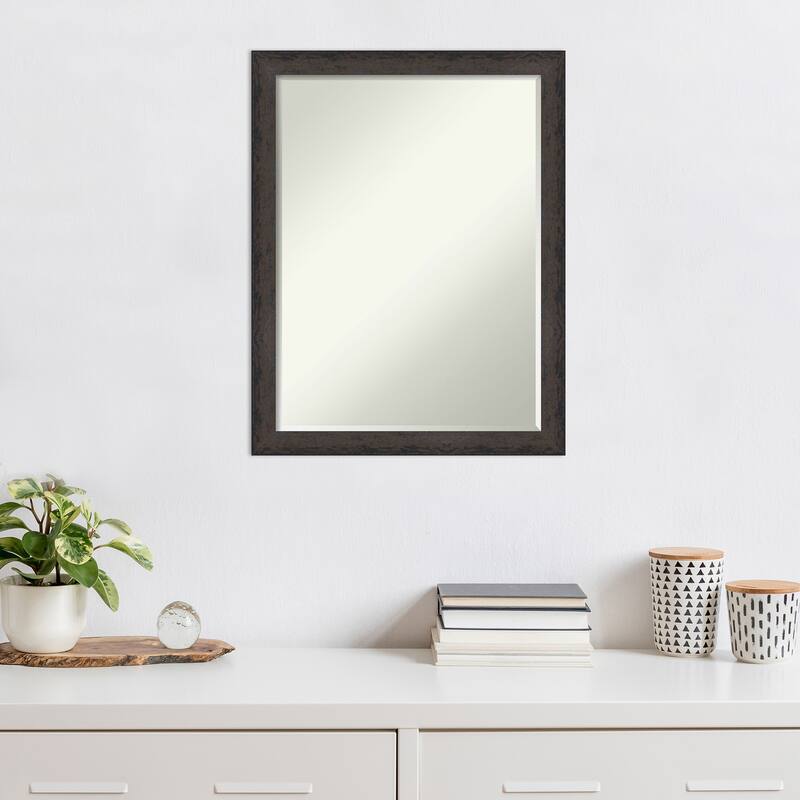 Dappled Narrow Half-Inch-Bevel Wood Framed Wall Mirror - Glass Size 18x24
