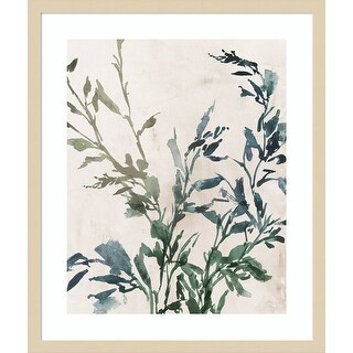 Golden Frond I Blue Version by Aria K Wood Framed Wall Art Print ...