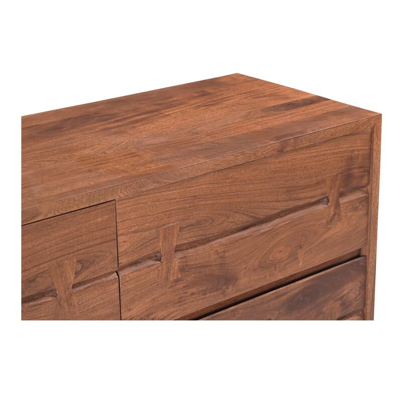 NADAAL STUDIOS Sterling Dresser, Six Drawer Solid Acacia with Live Edge and Butterfly Joinery, Brown
