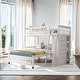 preview thumbnail 2 of 42, Contemporary Wooden Twin Over Full Bunk Bed With Six Drawers And Flexible Shelves, Bottom Bed With Wheels, Space-saving, White