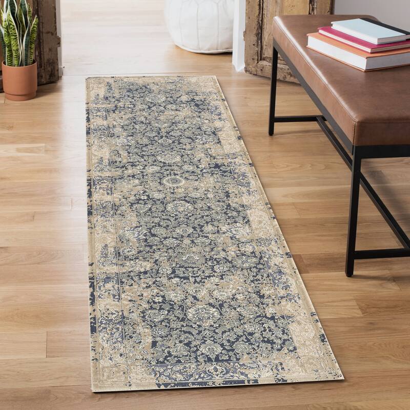Cecilia Ultra-Soft Performance Indoor Area Rug by Sevita - 2' x 5'8" - Blue/Ivory