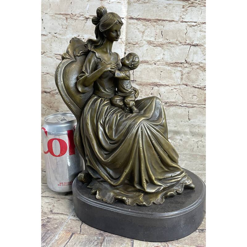 Art Deco Nouveau Mother And Baby Classic Original Bronze Artwork By Jean Patoue